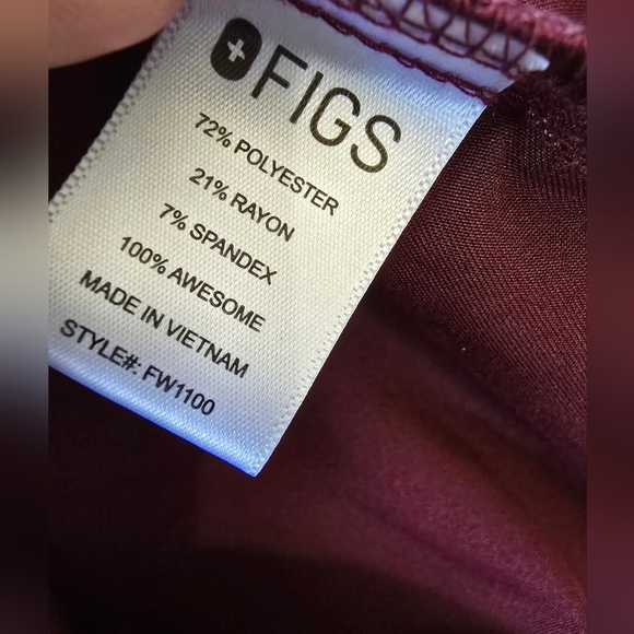 Figs Burgundy Casma Scrub Top XS - Picture 5 of 7